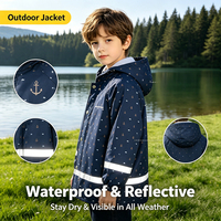 OEM Kinder-Wasserdichte Kleidung Mädchen Fleece-Gefütterte PU-Regenjacke Outdoor Winter Warme Winddichte Regenjacke zum Wandern