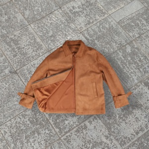 Trendy Custom Autumn Vintage Style Men's Embroidered Zipper Closure OEM Service Woven <b>Suede</b> <b>Jacket</b> - Product Image 3