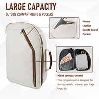 Sac à dos convertible 3-en-1 pour raquettes de pickleball et de padel Rhino Armor en cuir PU de luxe, imperméable et résistant à l'eau
