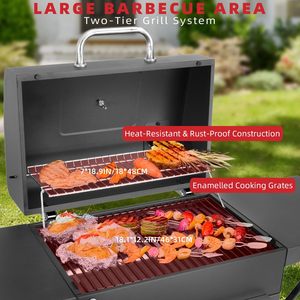 Parrilla de Carbón para Exteriores, Parrilla Profesional de Acero al Carbono Negro, Grande, Reforzada, para Patio - Product Image 2