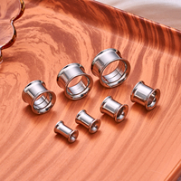 Plugs de tunnel d'oreille en titane G23 ASTM F136, filetage interne, double évasement, dilatateur d'oreille creux