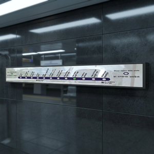 Écran LED mural 56,5 pouces (3,2x4,8m) IP65 pour signalétique intérieure éducative et de guidage en métro, cadre en aluminium, résolution graphique 3420x349 - Product Image 2