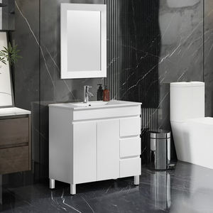 Custom Hides Handles Meuble Salle De Bain Piso PVC 810mm Vaidade Do Banheiro Armário Pavimento Montado Mobília Do Banheiro - Product Image 4