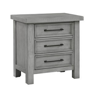 Transitional Antique Gray Nightstand 3 <b>Drawer</b> Classic Bedroom <b>Storage</b> Cabinet Bedside Furniture - Product Image 1