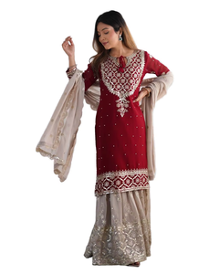 Ensemble Salwar Kameez pour femmes avec un design plissé élégant, tissu en polyester de qualité supérieure, infroissable, coupe ample, vêtements ethniques décontractés - Product Image 4