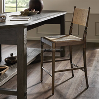 Chaise de salle à manger antique en bois massif de noyer Design Wabi-Sabi avec tabouret de meubles de maison en papier souple