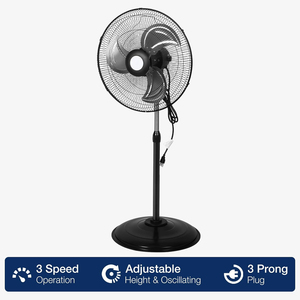 Ventilateur sur pied oscillant 3-en-1 électrique pour hôtel, hauteur réglable, en plastique, classe d'efficacité énergétique - Product Image 3