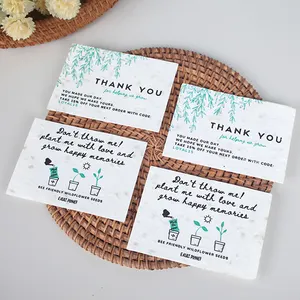 Etiqueta colgante de papel de menta biodegradable respetuosa con el medio ambiente, marcapáginas de plantación, tarjetas de papel de semillas de flores plantables