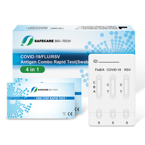 Test rapide <span class=keywords><strong>respiratoire</strong></span> 4-en-1, <span class=keywords><strong>grippe</strong></span> A/B, COVID-19, RSV, adénovirus, kit de test antigénique combiné, écouvillon nasal, CE IVD pour usage professionnel - Product Image 1
