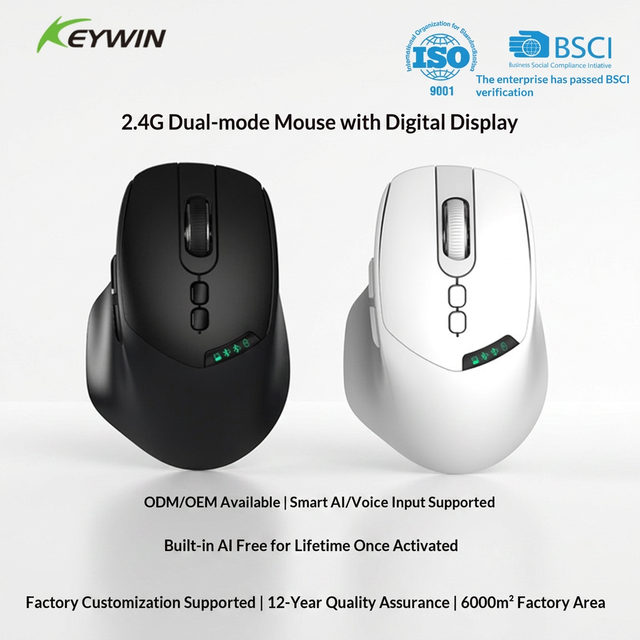 Factory OEM ODM Rechargeable 7D 2.4g AI Wireless Office Mouse Custom Dual Mode Wireless AI Office with Screen