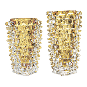 Vase à fleurs en <span class=keywords><strong>verre</strong></span> soufflé à la main, cylindrique <span class=keywords><strong>et</strong></span> lourd, avec centre de table sculptural en or champagne, vase décoratif de luxe fait main - Product Image 6