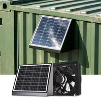 Kipas Exhaust Aksial Tenaga Surya 14 Inci 65W untuk Kontainer Pengiriman, Rumah Mungil, Kabin Portabel Off Grid, Ventilasi Lokasi Terpencil