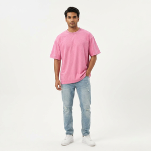 Logotipo personalizado Streetwear camiseta Vintage lavado camiseta liso ácido algodón camiseta Casual camiseta para hombres - Product Image 1