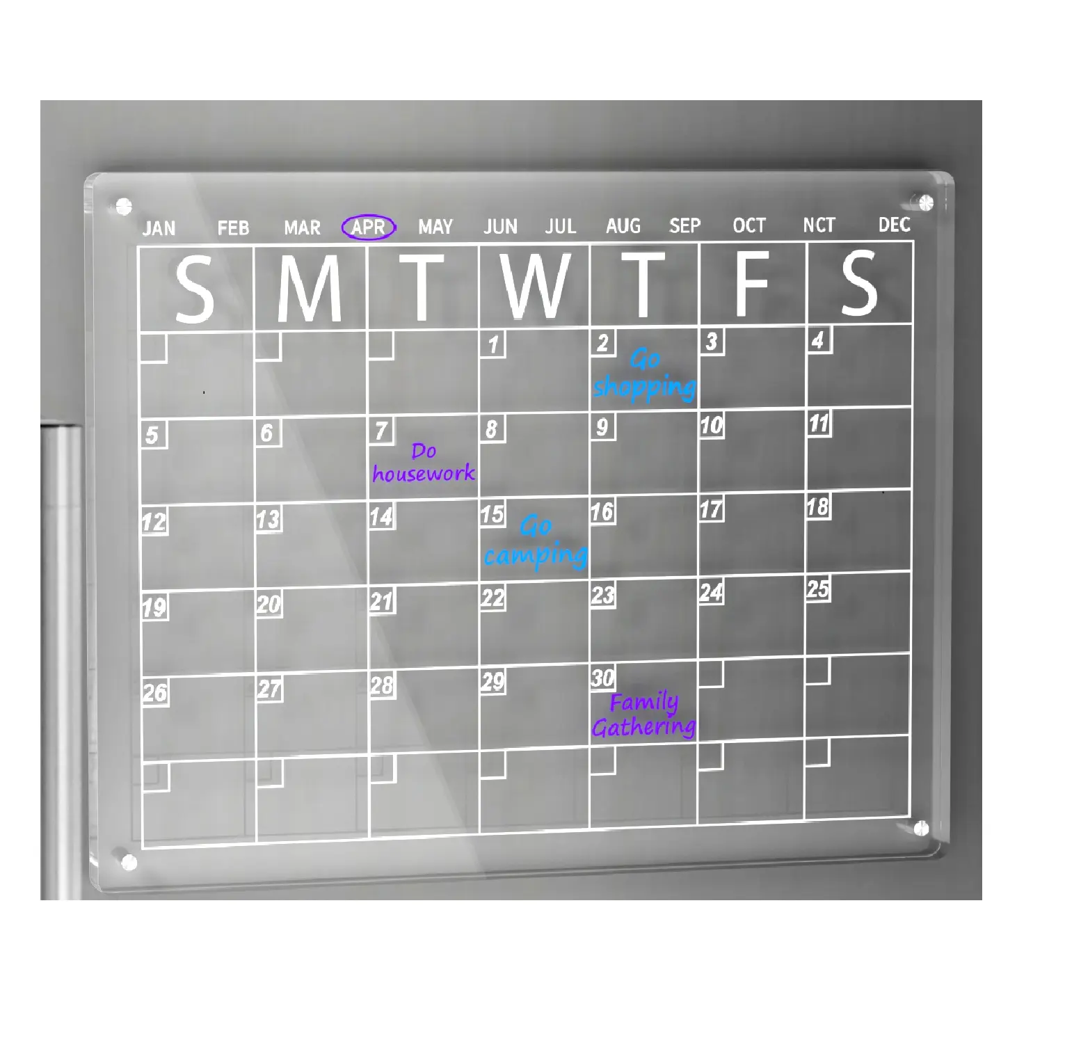 Clear Acrylic Magnet Calendar For Fridge Dry Erase Board For Fridge Wall Custom Fridge Calendar