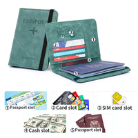 Porte-passeport personnalisé, imperméable, bloquant les RFID, en PU bleu clair, avec étui et housse