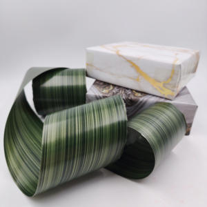 Desain baru gulungan pita untuk buket pembungkus pita dekoratif kemasan hadiah 4 inci * 50 yard bungkus hadiah pola ti-daun - Product Image 5