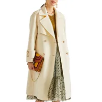 Manteau trench-coat long pour femmes, mélange de laine naturelle, mode paon de haute qualité, croisée