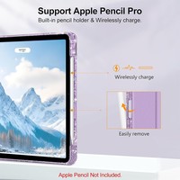 Compatible avec iPad A16 11e génération 11 pouces 2025, étui pour iPad, coque scintillante avec dos transparent brillant, porte-crayon
