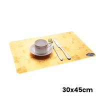 Napperons Métalliques RNPT en PVC 30x45cm Rectangulaires Motif Feuille d'Or Plantes Coins Arrondis pour Tables de Restaurant d'Hôtel