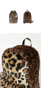 Women's Fashionable Anti-Theft Plush Leopard Print Patchwork Fluffy <b>Backpack</b> Faux Fur <b>Backpack</b> for Daily Use - Product Image 4