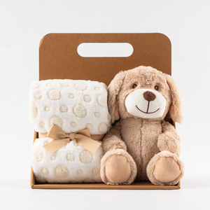 75x100cm Baby Cute Rabbit Toy Receiving Blanket Gift Box Set Plush Soft Toys With Blanket