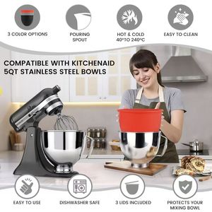 Meilleur vendeur transfrontalier, bol mélangeur en silicone écologique de marque WX, 5 quarts, pour batteur sur socle inclinable KitchenAid - Product Image 2