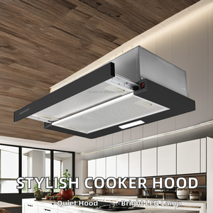 Campana extractora de aluminio y carbono montada en la pared del hotel doméstico de EE. UU. con luz LED, escape de <span class=keywords><strong>chimenea</strong></span> Delgado, fácil instalación y tipo de enchufe - Product Image 3