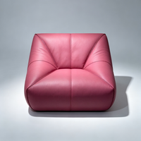 Chaise longue de sol rose unie en métal sans cadre, design ergonomique doux, housse amovible et lavable, chaise de loisirs moderne pour salon