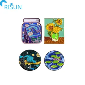 All'ingrosso Van Gogh autoritratto notte stellata pittura girasoli smalto Pin Logo personalizzato immagine opera d'arte smalto spilla regalo