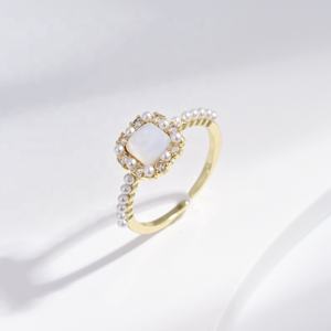 Bague ajustable en argent 925 plaqué or, luxe, agate, pierres précieuses naturelles, bijoux fins, prix d'usine, mode féminine. - Product Image 3