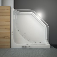 Baignoire Spa Double Hydromassage Moderne en Acrylique Écologique avec Robinet et Drain, 1,5 m, pour Appartements et Villas