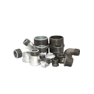 Jianzhi fábrica catálogo BSP/NPT roscado de hierro maleable galvanizado y Negro accesorios de tubería