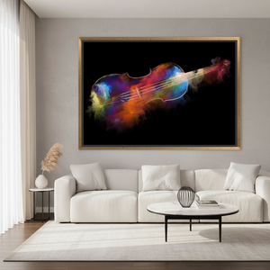 Impression sur toile de violon abstrait : cadeau pour les amateurs de musique en verre trempé, toile encadrée dorée - Product Image 3
