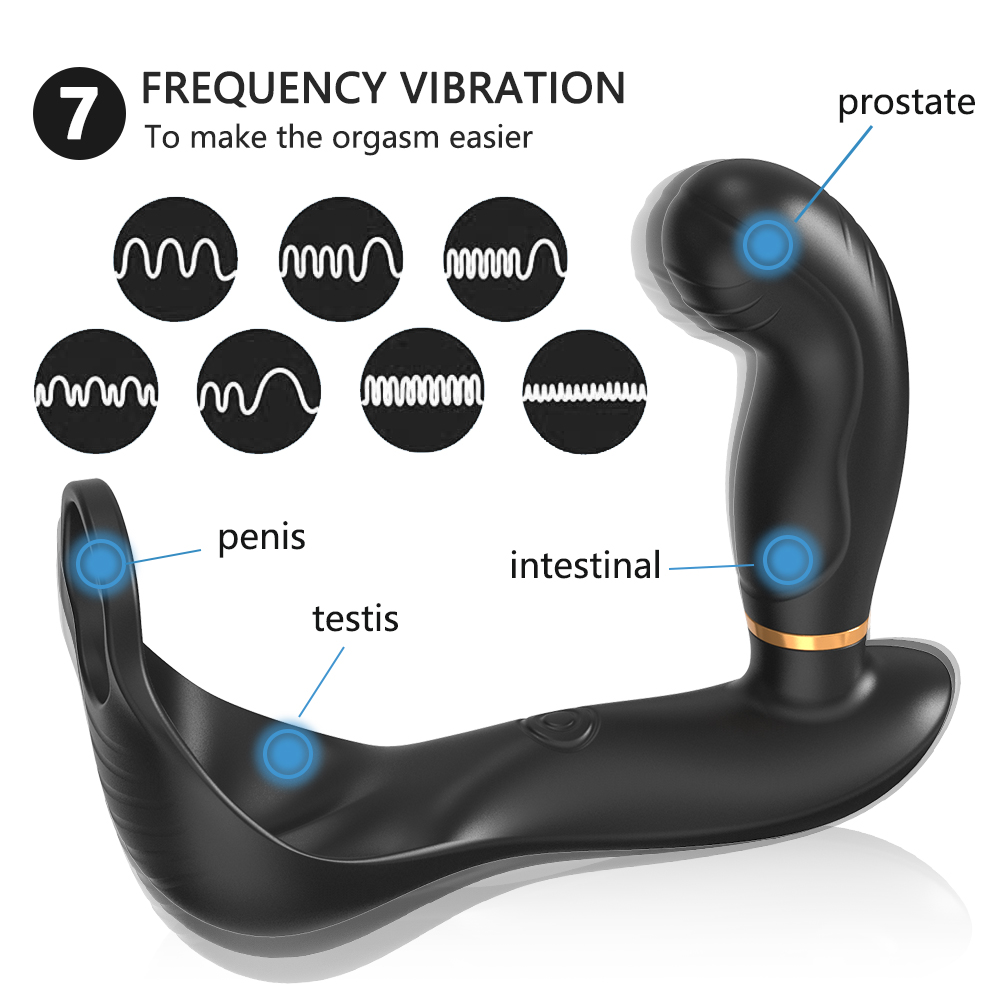 3 in 1 Prostate Massager with 7 Vibration Modes Waterproof Anal Vibrator & Cock Ring for Effective Prostate Stimulation 3 in 1 Prostate Massager with 7 Vibration Modes Waterproof Anal Vibrator & Cock Ring for Effective Prostate Stimulation