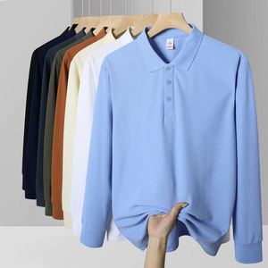 Custom Embroidered Logo 200Gsm <b>Long</b> Plain <b>Shirt</b> Company Uniform High Quality Men's Full <b>Sleeve</b> Pique Polo <b>T</b>-<b>Shirt</b> - Product Image 2