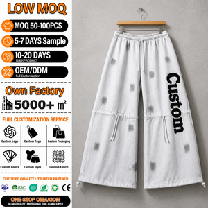 Pantalon de survêtement pour homme imprimé sur mesure, taille élastique avec cordon de serrage, coupe décontractée ample, 100% coton, style streetwear, effet vieilli et délavé - Product Image 1
