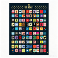 En stock, prêt à être expédié, cadeau de Noël, poster de film à gratter, poster de liste de films à regarder, 100 films à vendre