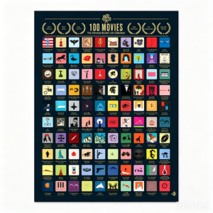 มีสินค้าพร้อมส่ง ของขวัญคริสต์มาส โปสเตอร์ภาพยนตร์แบบขูด โปสเตอร์บัคเก็ตลิสต์ 100 ภาพยนตร์ ขายแล้ว - Product Image 4