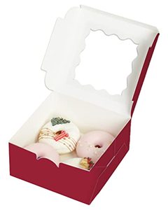 Venta caliente embalaje de cartón plegable panadería pastel pastelería caja impresa boda grande Pvc tapa transparente rojo tratar pastel cajas de papel - Product Image 5