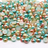 Perles en plastique ABS de couleurs arc-en-ciel en gros, perles plates de 3 mm à 10 mm, perles demi-rondes pour l'artisanat