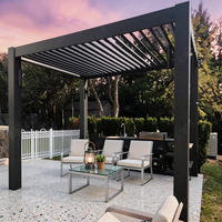 Estructura de Sombra de Aluminio para Piscina, Persianas con Protección Solar, Toldo Retráctil Motorizado, Sensor Remoto de Viento y Lluvia, Automático