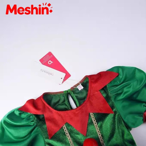 Disfraz de Princesa de Alta Calidad para Mujer, Verde, Ayudante de Santa Claus, Navidad, Televisión y Cine, Vestido de Terciopelo Color Canario - Product Image 3