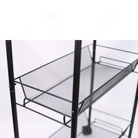 Chariot de rangement de cuisine moderne à trois niveaux en fer, avec paniers en maille et poignée, multifonctionnel et roulant, pour salle de bain