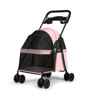 Carrito para Mascotas Plegable de Dos Manos, Ecológico, de 4 Ruedas, Ligero, de Acero al Carbono y Tela Oxford, para Perros Pequeños y Gatos, Portátil, Superventas