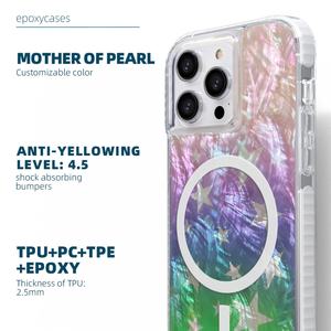 Étui de téléphone portable fin en TPU et PC anti-jaunissement magnétique de marque de luxe pour iPhone 15 14 13 Pro Plus - Product Image 3