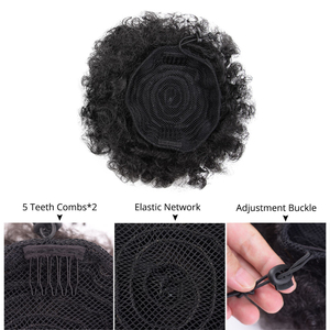 BELEZA 1B/T27 <span class=keywords><strong>Chignon</strong></span> court naturel bouclé afro avec cordon de serrage, extensions de cheveux naturels effet chenille - Product Image 6
