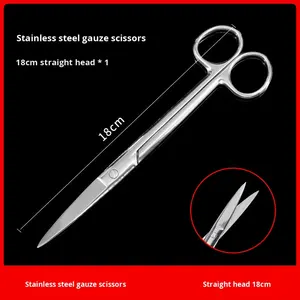 Tıbbi Gazlı Bez Makası Paslanmaz Çelik Düz/Kavisli Başlık Bandaj Pansuman Dikişlerinin Çıkarılması Cerrahi Oftalmik Kullanım Sınıf I - Product Image 6