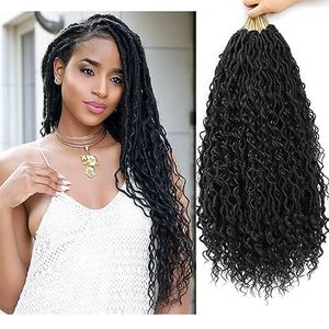 8 Paquetes <span class=keywords><strong>de</strong></span> Cabello <span class=keywords><strong>de</strong></span> Ganchillo Goddess Dreadlocs, Trama Única, Negro, para Mujer, con Puntas Largas y Rizadas (22 Pulgadas T30) #   Paquete <span class=keywords><strong>de</strong></span> 8 - Product Image 6