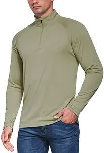 Groothandel Custom Mannen 1/4 Rits Trui Lange Mouw Zon Shirts Upf 50 + Vissen Golf Running Polo Shirts
