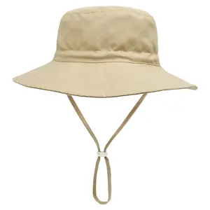 Topi Bucket anak-anak bayi katun polos topi matahari nelayan balita warna-warni dapat disesuaikan desain baru musim panas